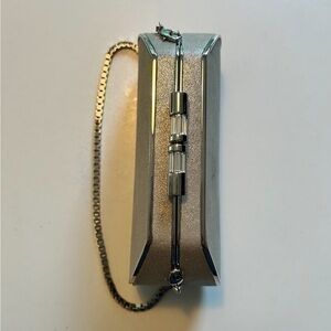 VERSACE, Made in Italy, Cute Mini Handbag, Shiny Silver Gray, with DEFECTS